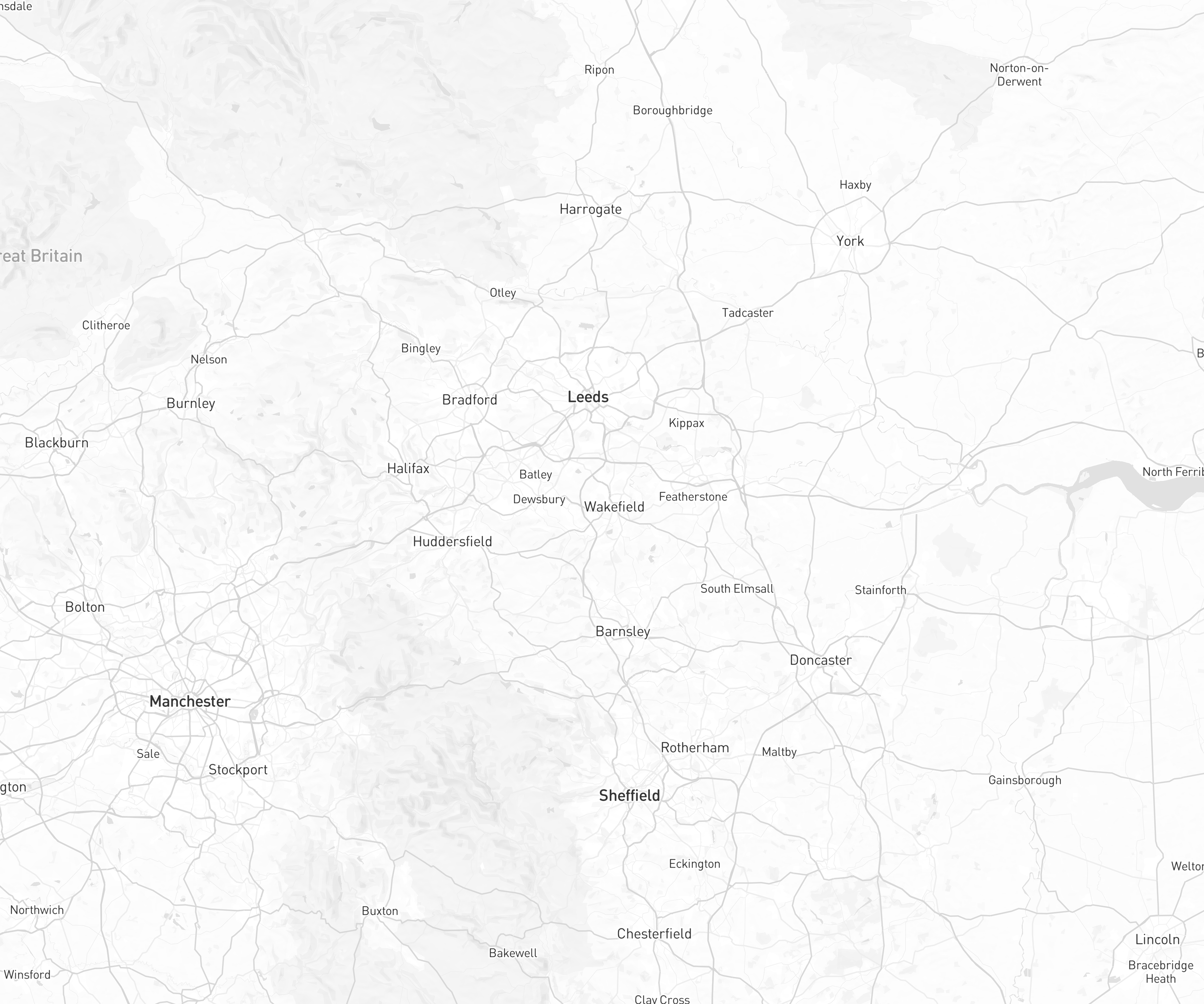 Yorkshire Home Networks Service Coverage Map showing areas across West and South Yorkshire including Leeds, Sheffield, Bradford, Huddersfield, Wakefield, Barnsley, and surrounding areas